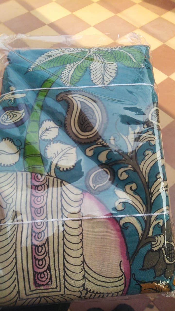 Pre order hand painted hand drawn Mangalagiri Silk sarees kalamkari patterns beautiful & colourful