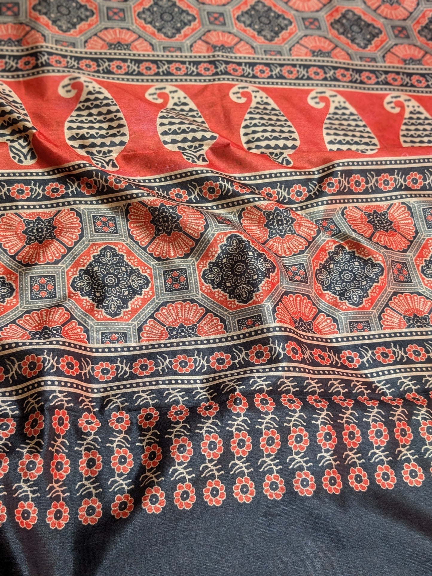 Semi Tussar Silk Saree with Ajrakh print