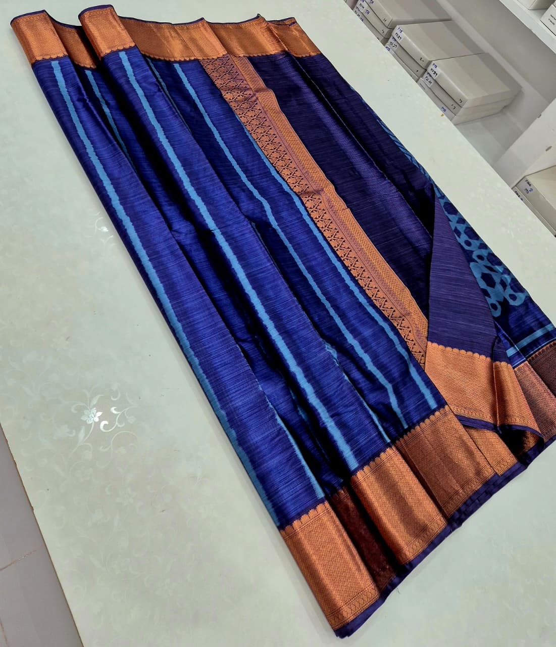 Kanjivaram mixed silk saree kalamkari design