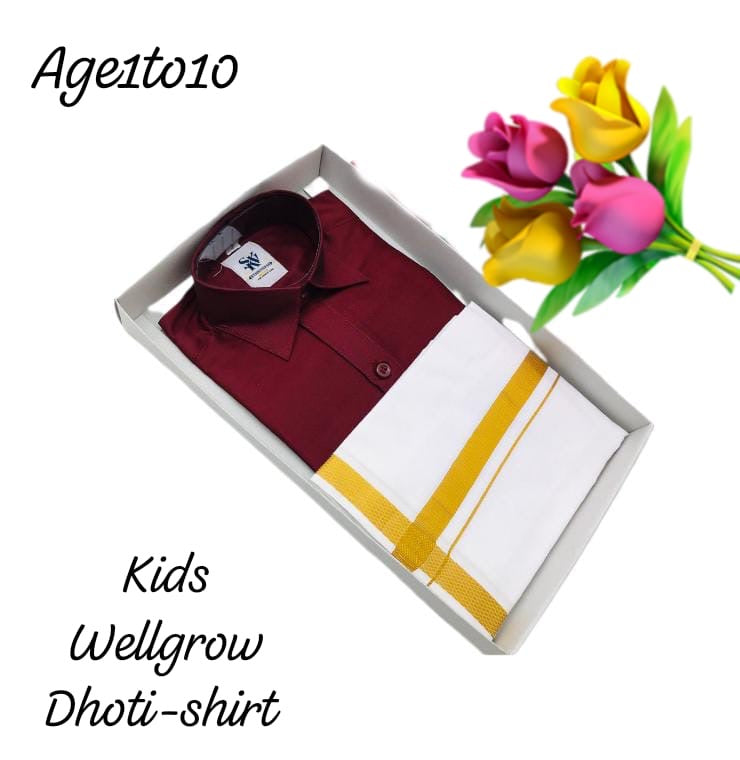 Age 9 Boys ethnic shirt and velcro dhoti set ready for dispatch
