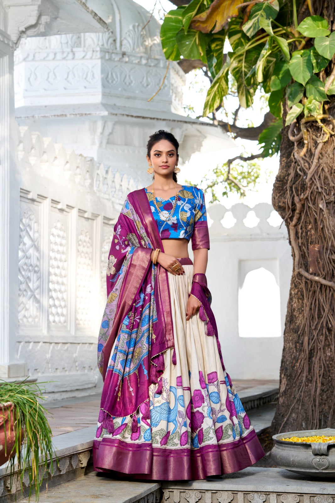 ANUSHA catalogue Fancy Semi stitched dola silk Kalamkari Lehenga Set - New arrival ready for dispatch