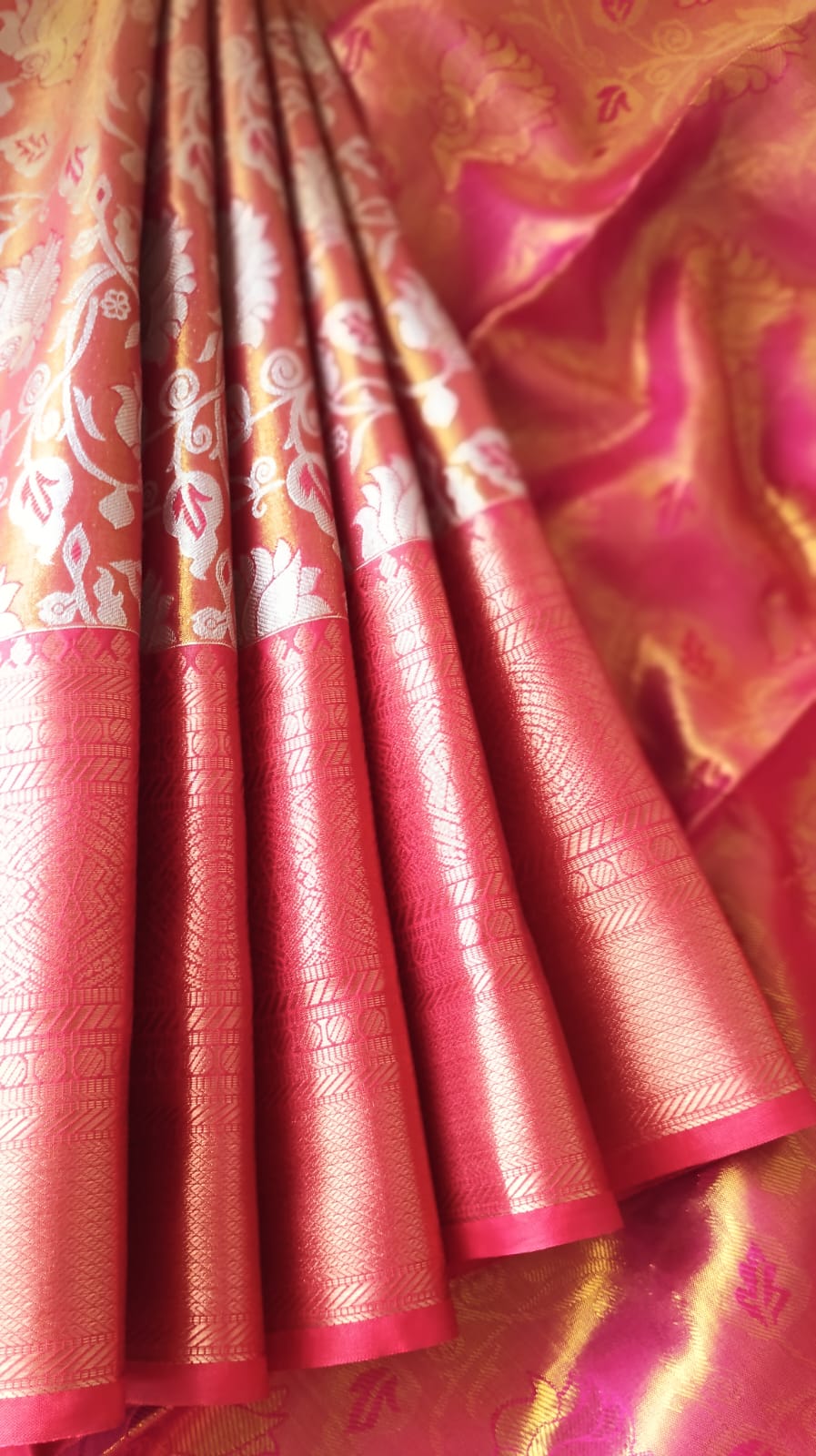 Pretty & Elegant fancy Tissue contrast Half Saree unstitched kids - paavadai sattai children & teenagers