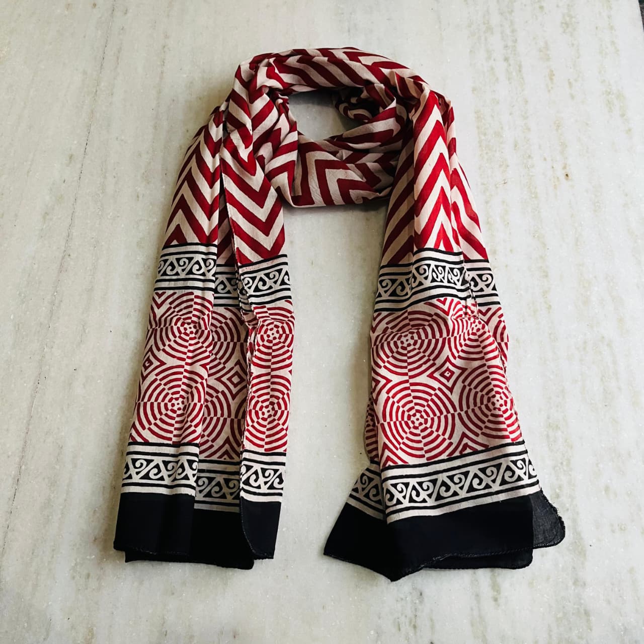 Pure Hand block printed cotton stole : Bagru print