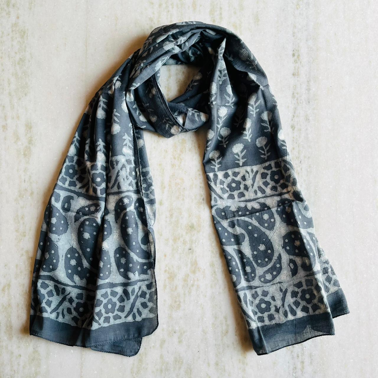 Pure Hand block printed cotton stole : Bagru print