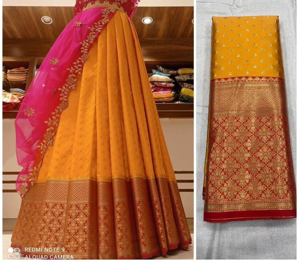 Traditional & Trendy Lehengas | Half sarees | Semi stitched materials