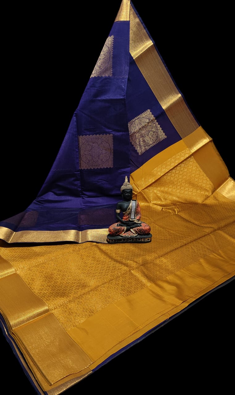 Pre-order Handloom Mercerized silk cotton sarees with all over chakra butta and korvai design.