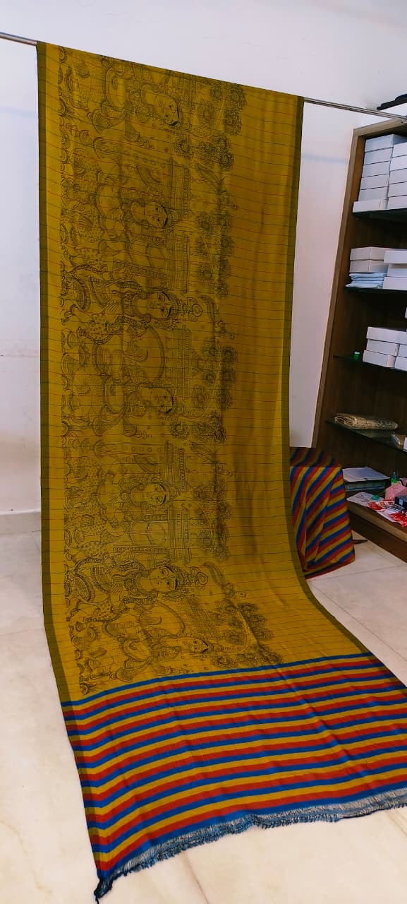 Chanderi silk pen kalamkari sarees