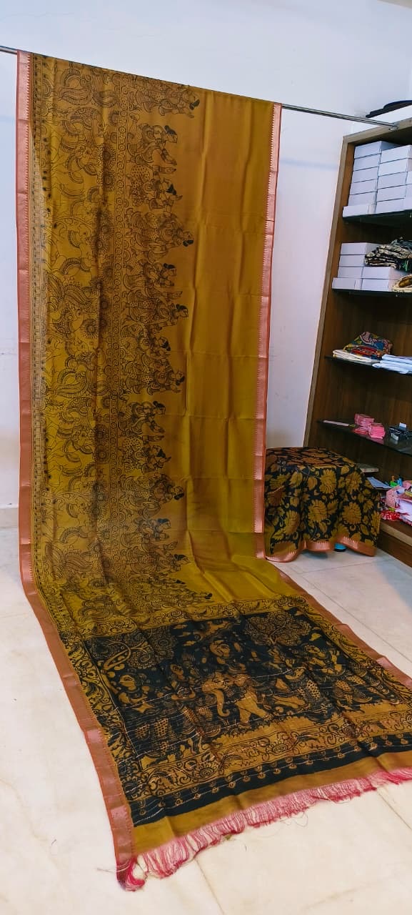 Chanderi silk pen kalamkari sarees