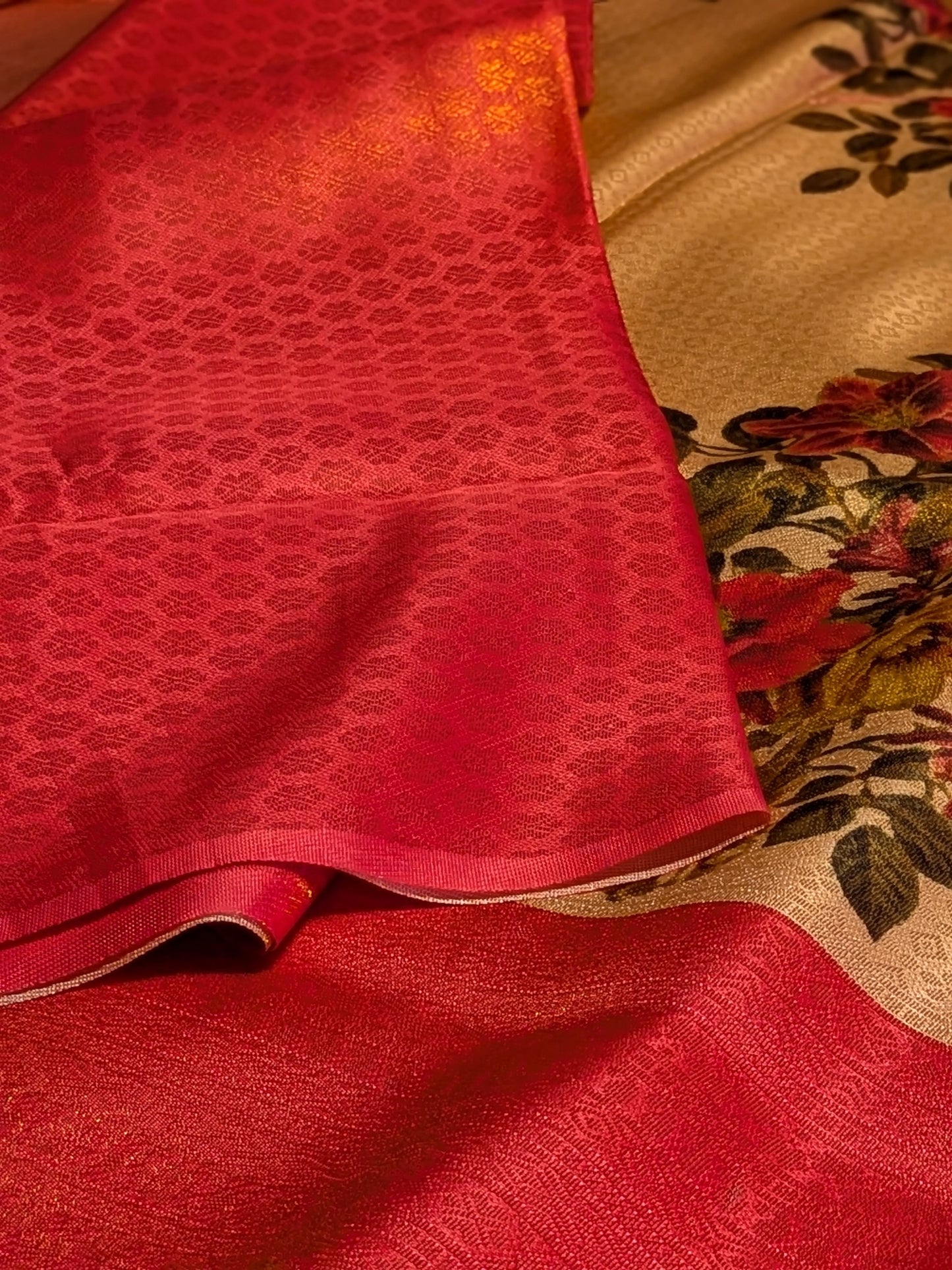 Premium digital floral softy copper zari kubera pattu saree