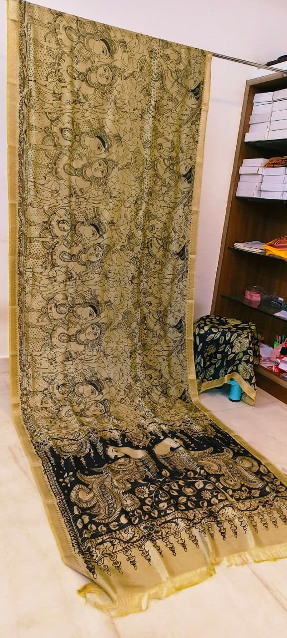Chanderi silk pen kalamkari sarees