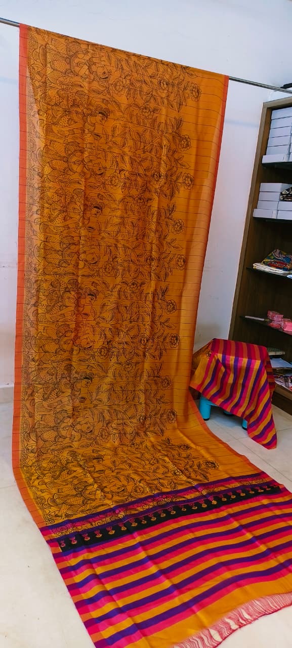 Chanderi silk pen kalamkari sarees