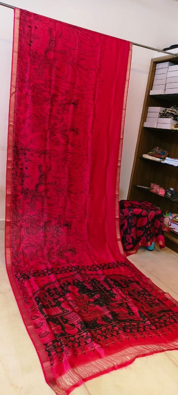 Chanderi silk pen kalamkari sarees