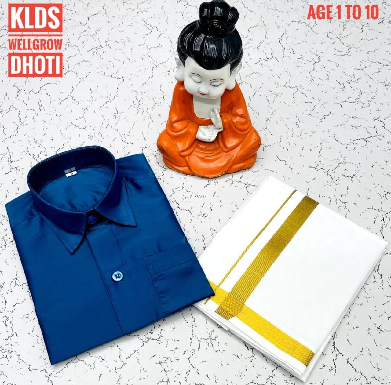 Pre order Age 1 to 5 Boys ethnic shirt and velcro dhoti set