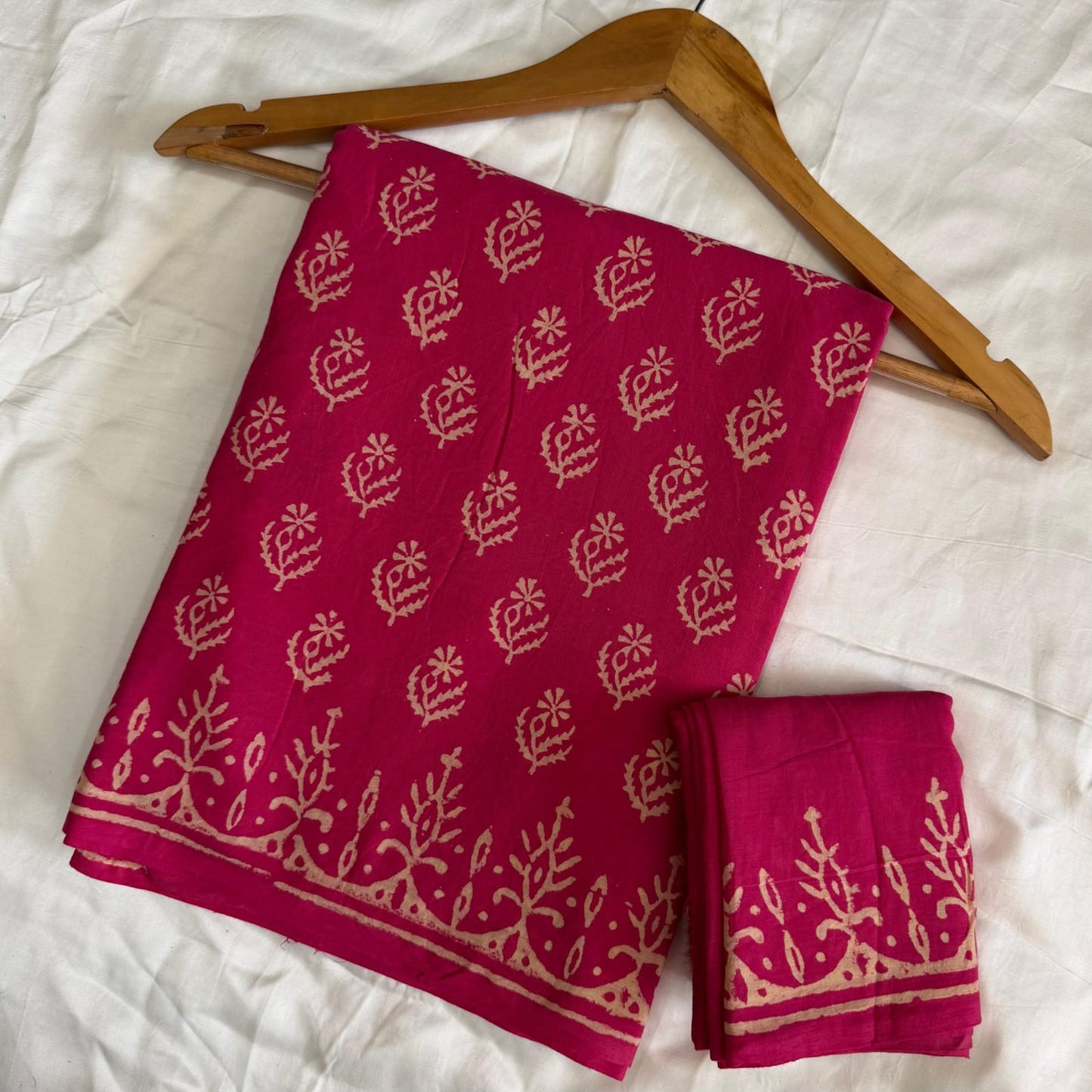 Pre-Order Bagru handBlock Print Cotton mulmul Sarees With Running Blouse