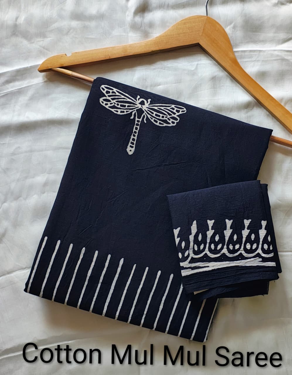 Pre-Order Black Bagru handBlock Print Cotton mulmul Sarees With Running Blouse