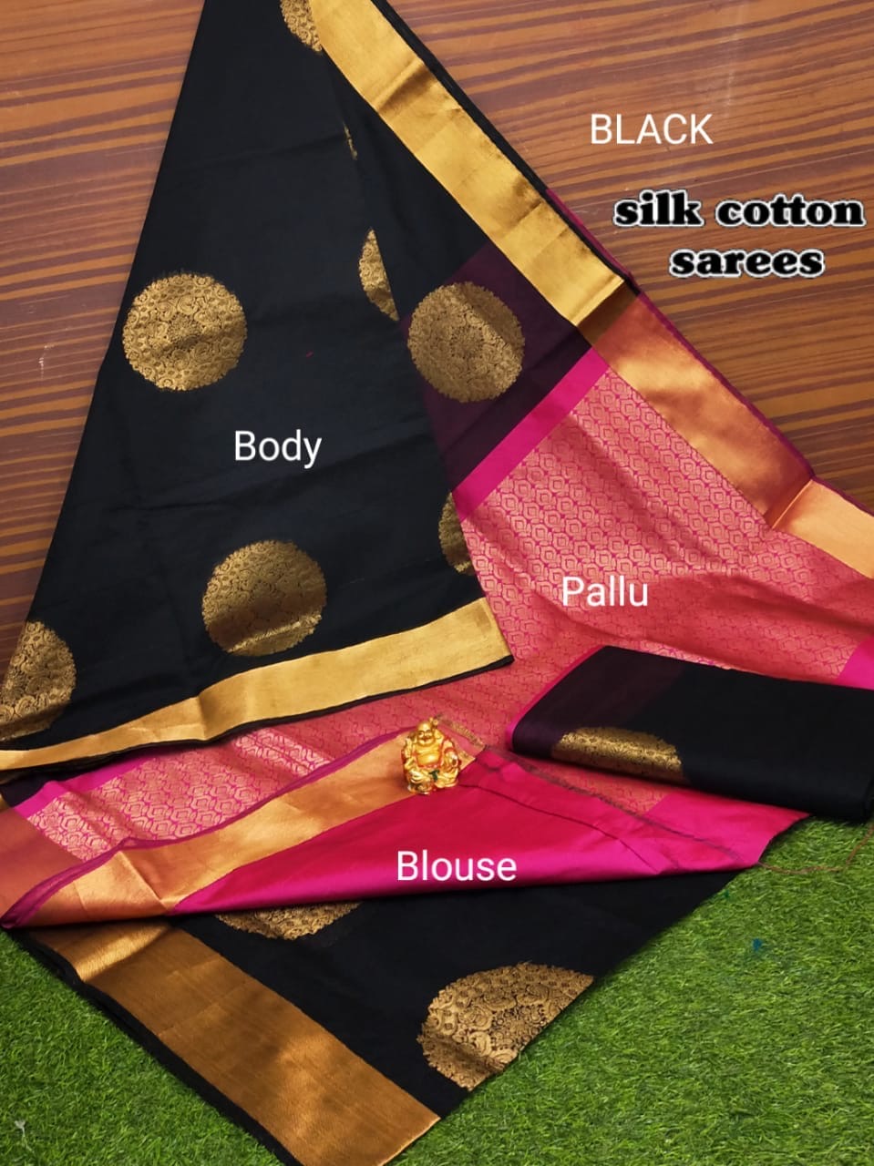 Pre-order Handloom Mercerized silk cotton sarees with all over chakra butta and korvai design.