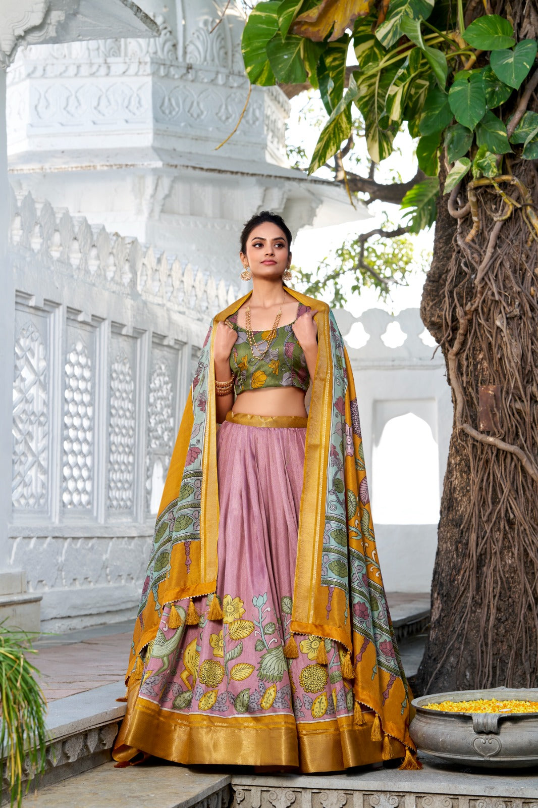 ANUSHA catalogue Fancy Semi stitched dola silk Kalamkari Lehenga Set - New arrival ready for dispatch