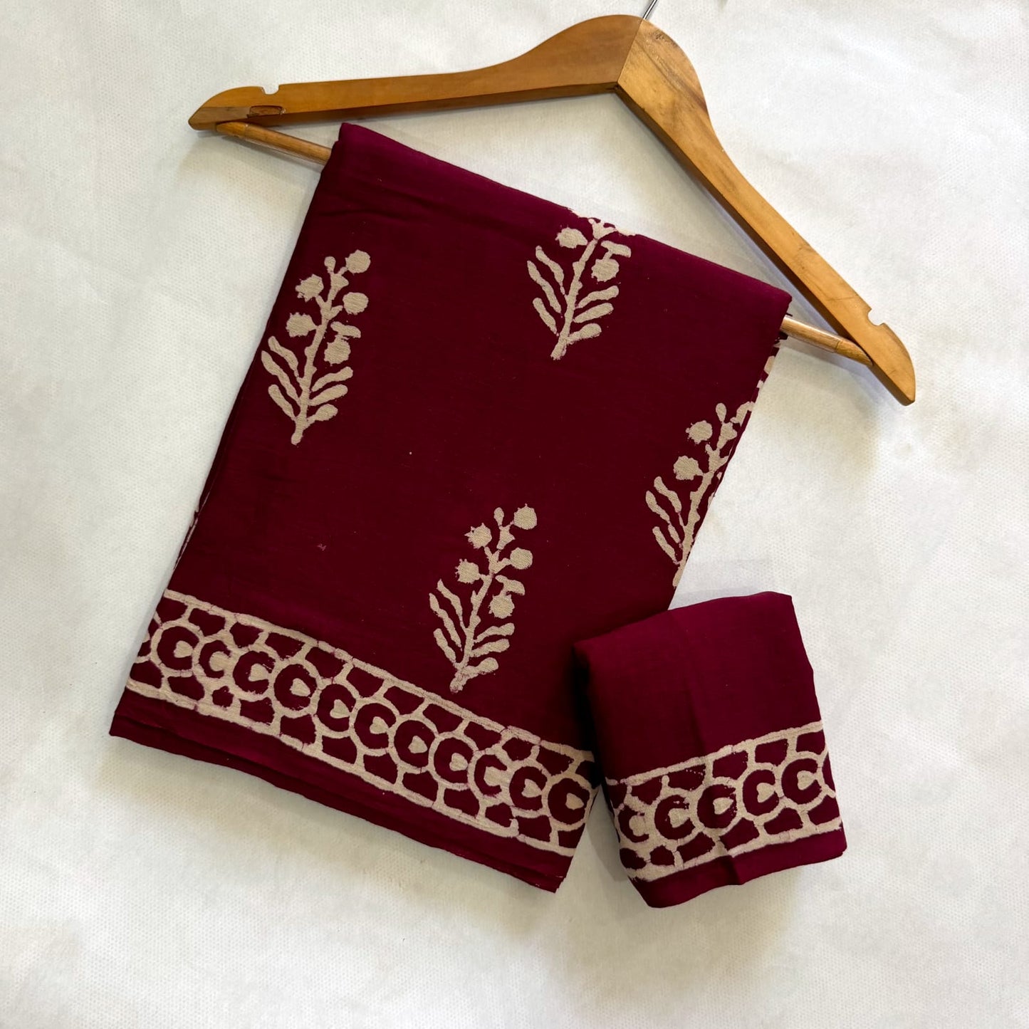 Pre-Order Bagru handBlock Print Cotton mulmul Sarees With Running Blouse
