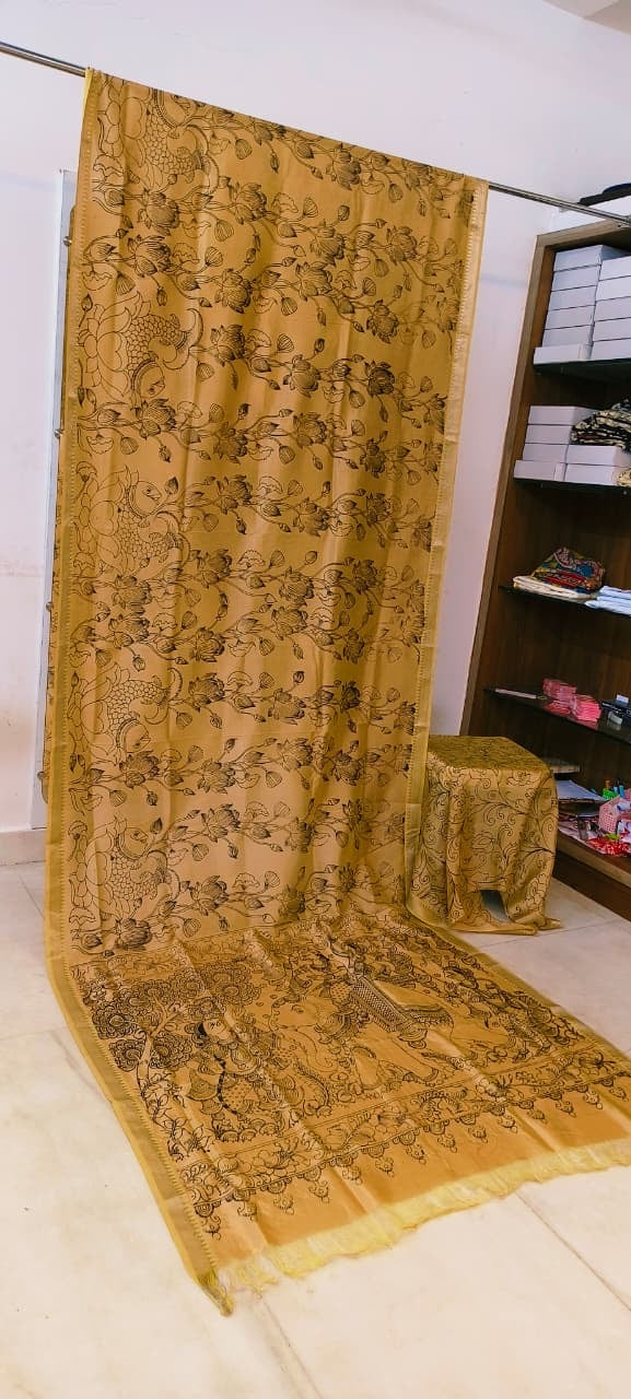 Chanderi silk pen kalamkari sarees