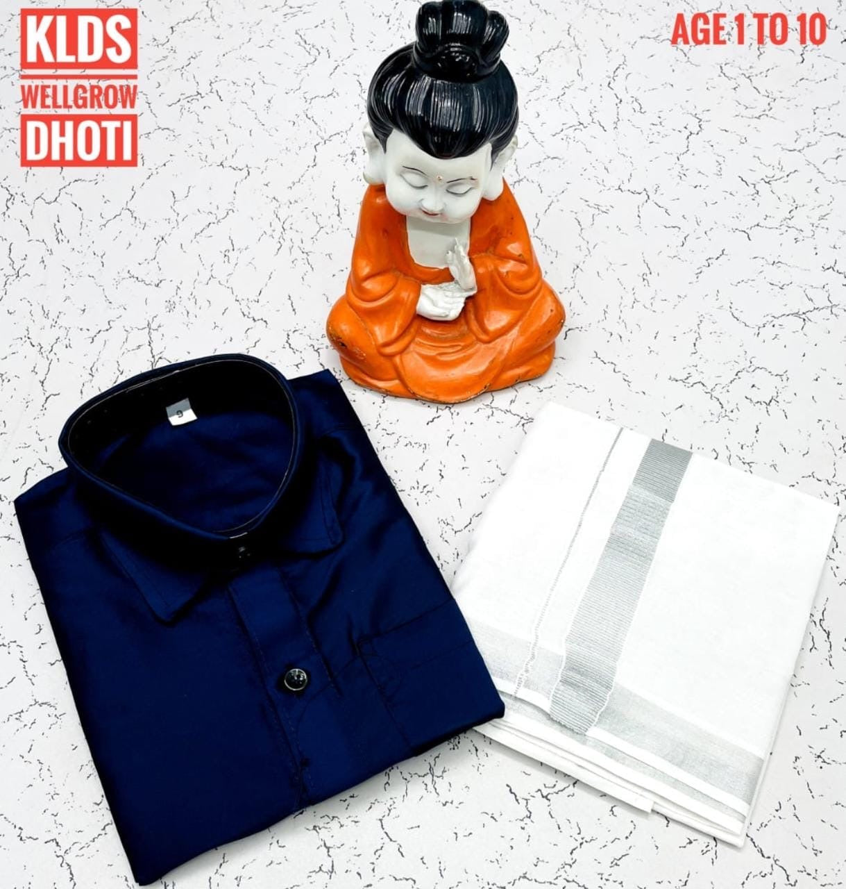 Pre order Age 1 to 5 Boys ethnic shirt and velcro dhoti set