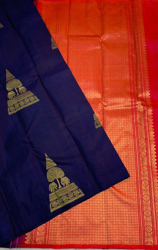 Beautiful Blue *Pure Kancheepuram Handwoven Silk Saree* 1g zari and silk mark