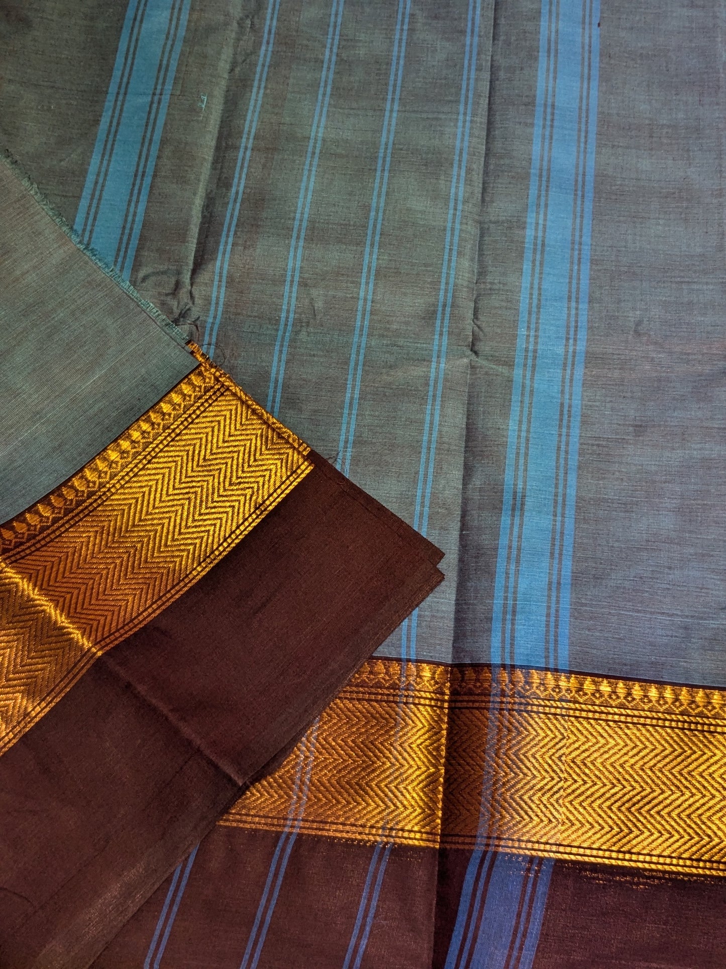 New collection: Pure Chettinad cotton saree with ikkat blouse & terracotta set