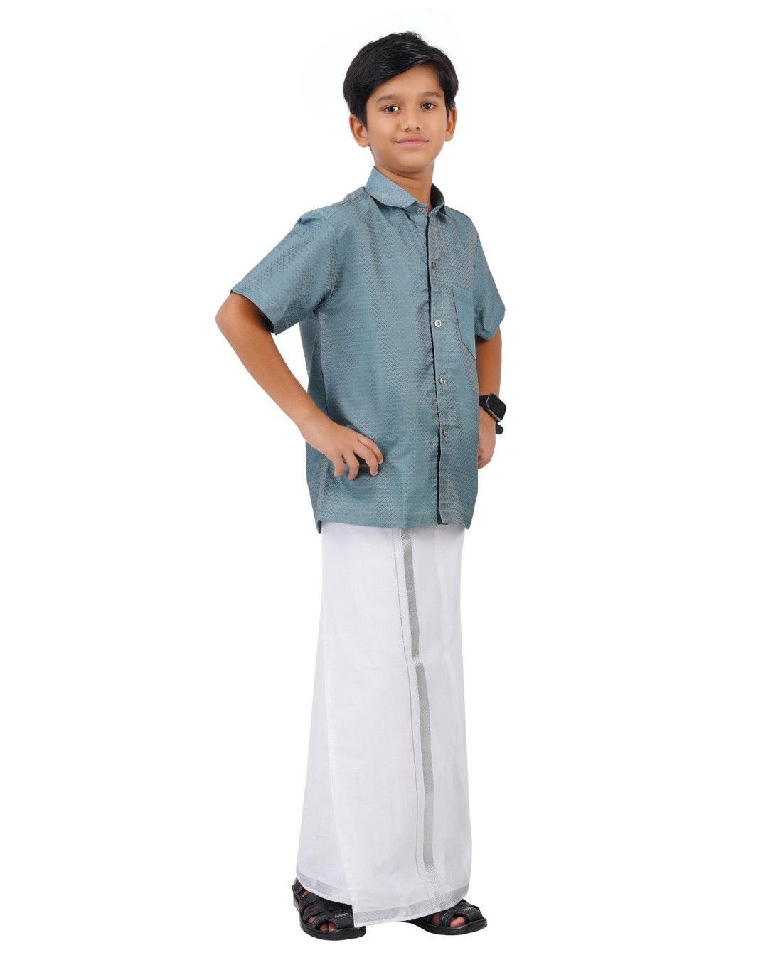 Pre order Age 1 to 5 Boys ethnic shirt and velcro dhoti set