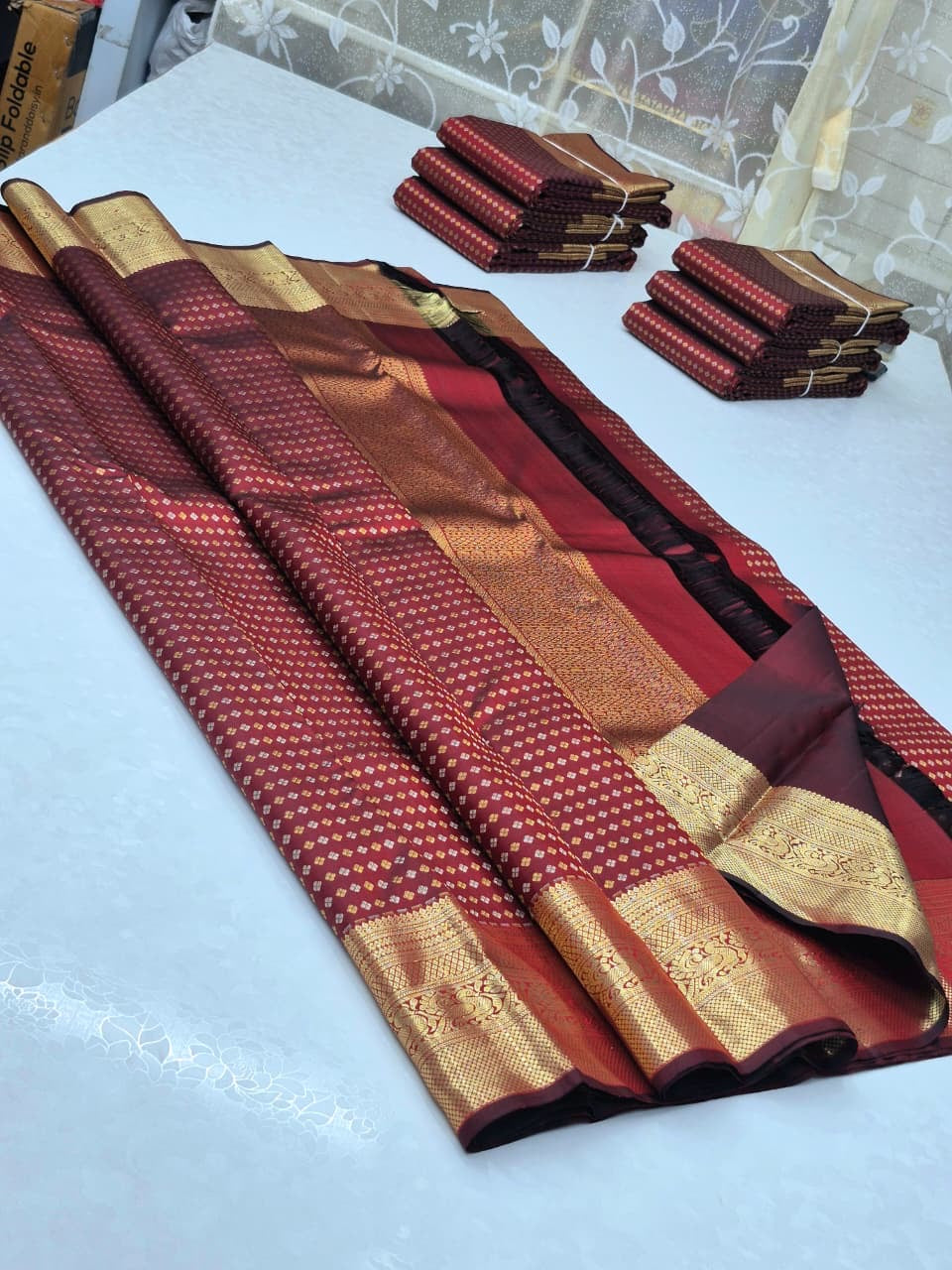 Pre order Kanchipuram Pure Handloom Full Brocade maroon 1000 butta 2gram gold zari bridal silk saree premium quality