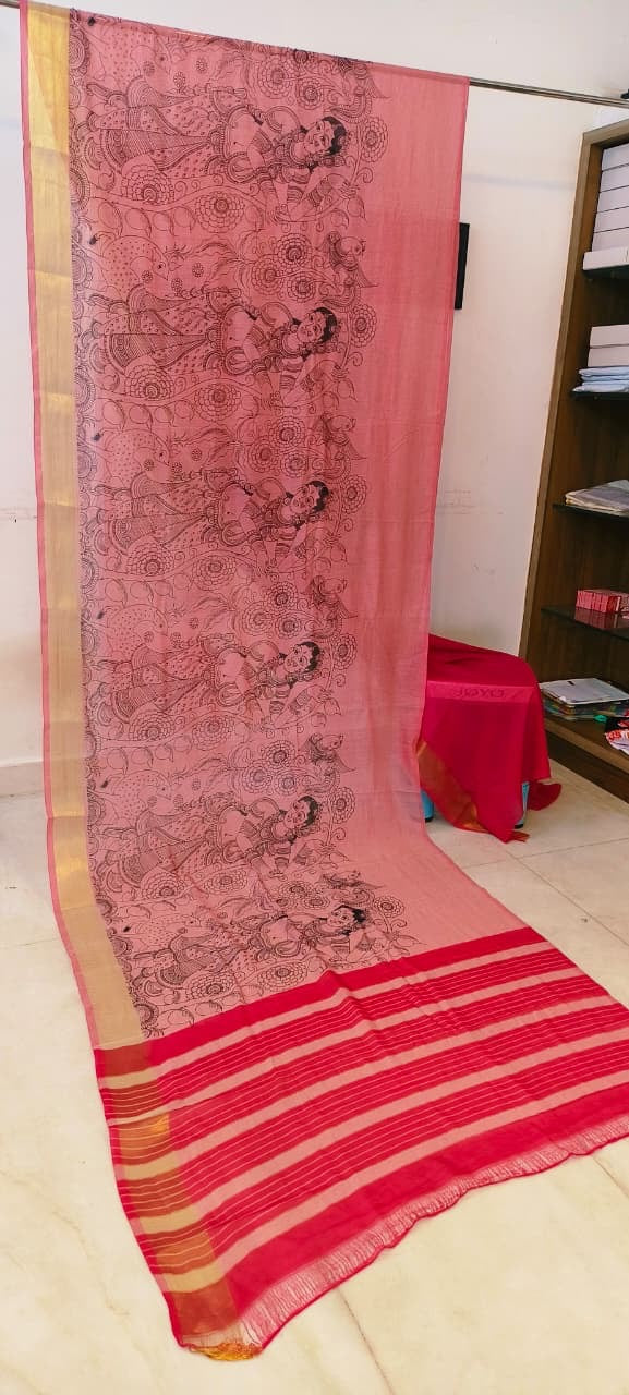 Chanderi silk pen kalamkari sarees