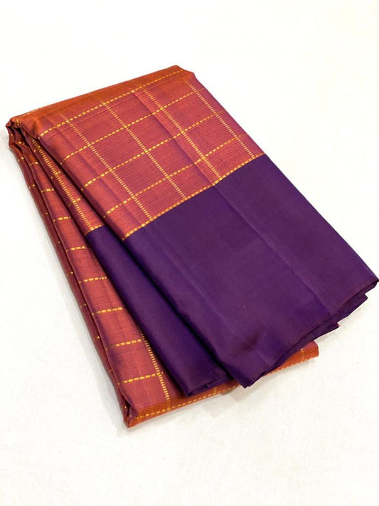 Pure Kanchipuram Handloom silk sarees 2g zari contrast fancy designer vaira oosi check Saree