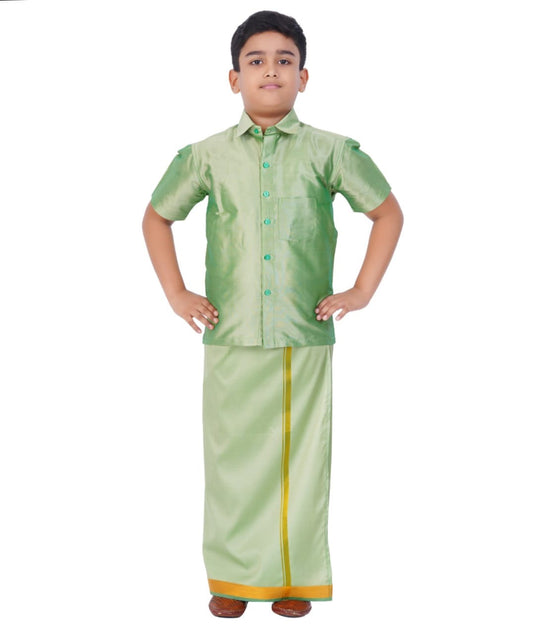 Pre order Age 1 to 5 Boys ethnic shirt and velcro dhoti set