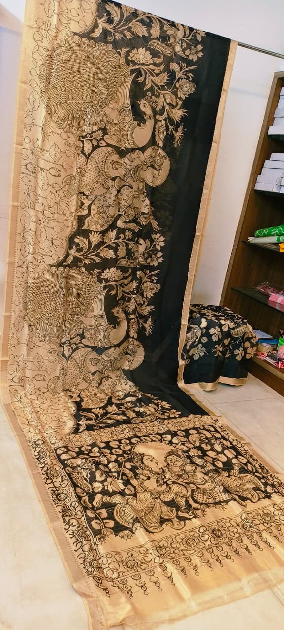 Chanderi silk pen kalamkari sarees
