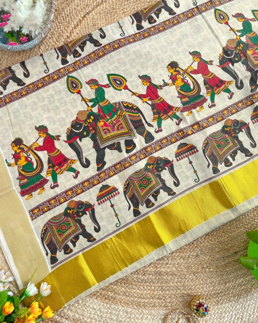 Beautiful kerala style tissue saree