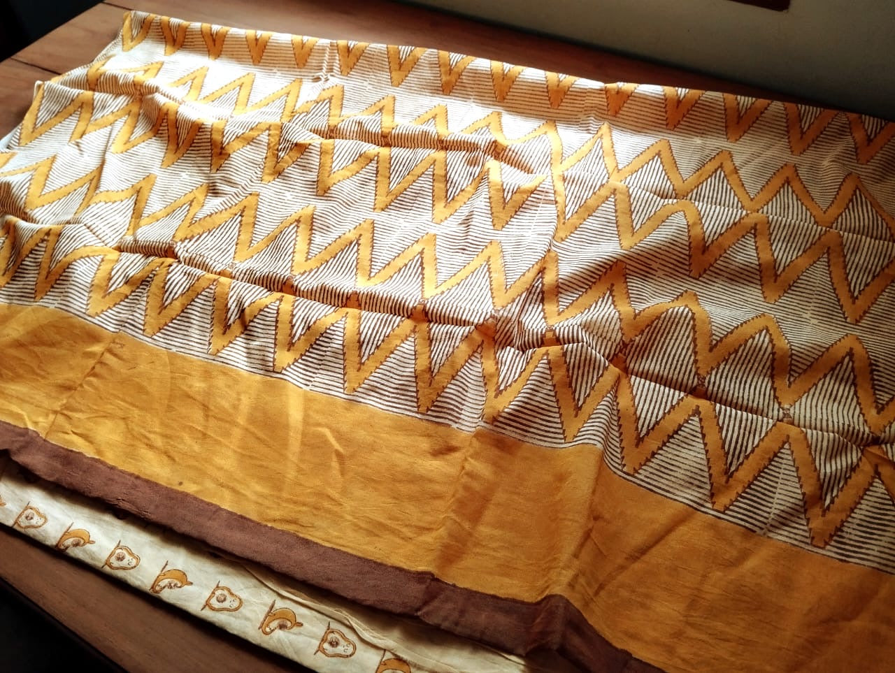 Soft premium hand dyed & hand printed bagru mulmul cotton saree with blouse