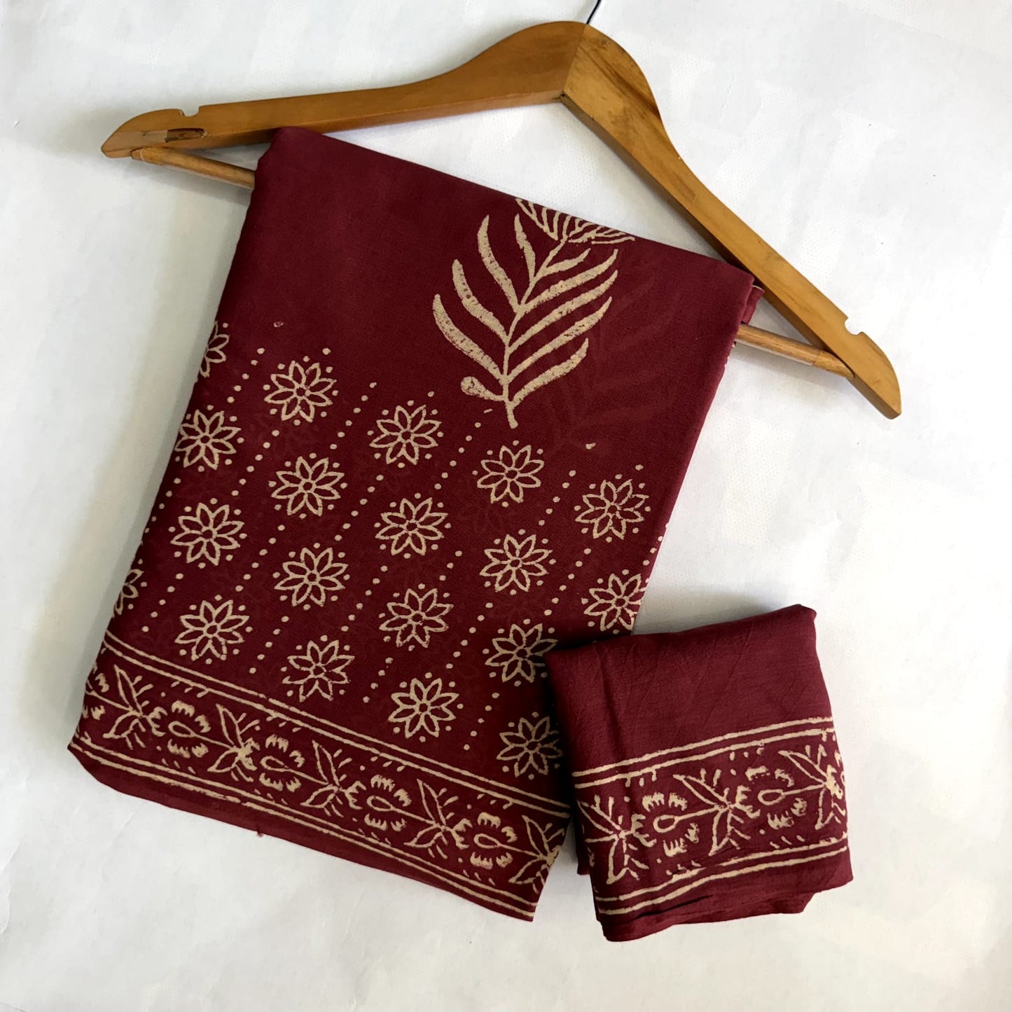 Pre-Order Bagru handBlock Print Cotton mulmul Sarees With Running Blouse