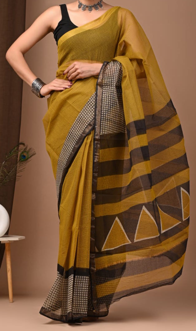 New Unique collection of Colourful Bagru Hand block printed kota doriya sarees with blouse