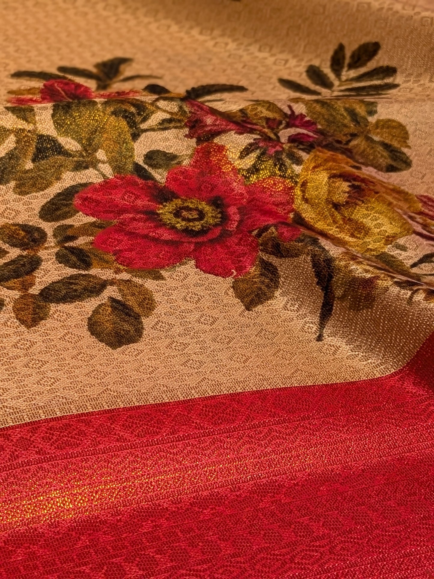 Premium digital floral softy copper zari kubera pattu saree