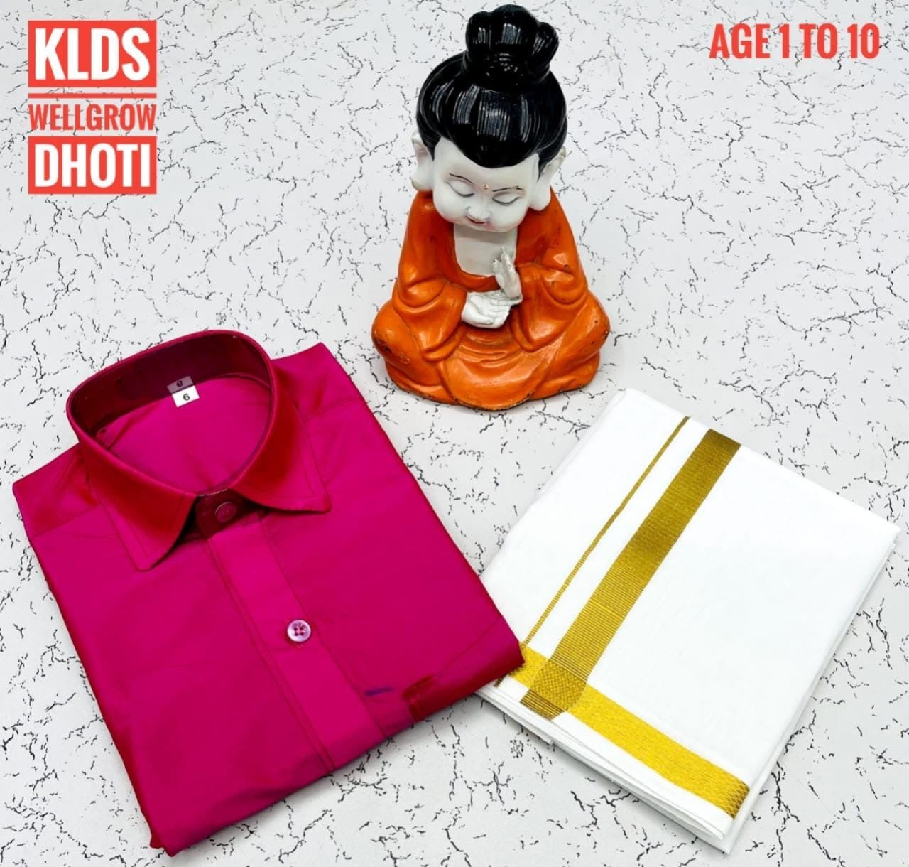 Pre order Age 1 to 5 Boys ethnic shirt and velcro dhoti set