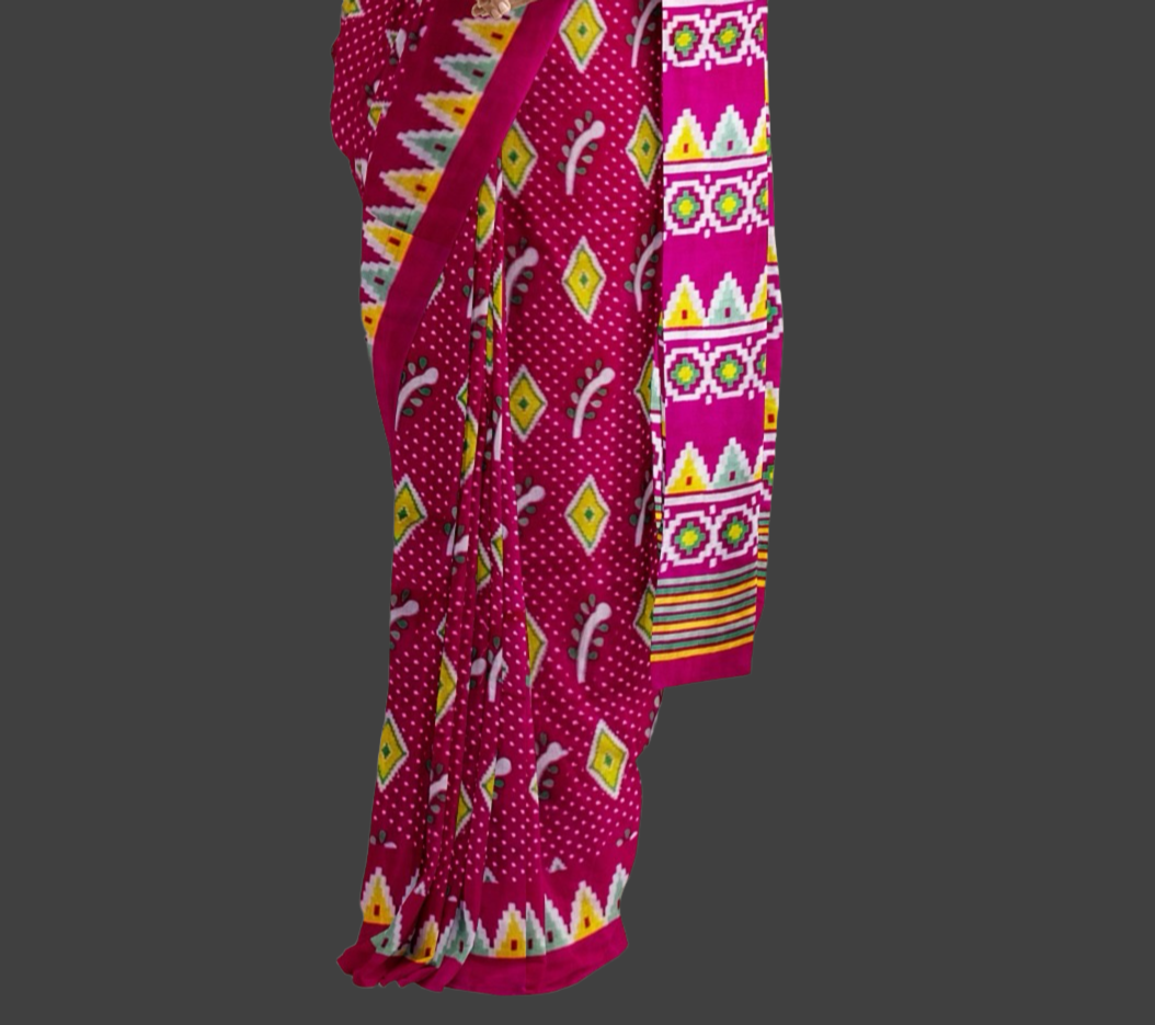 Beautiful Handblock printed pure cotton mulmul saree with blouse