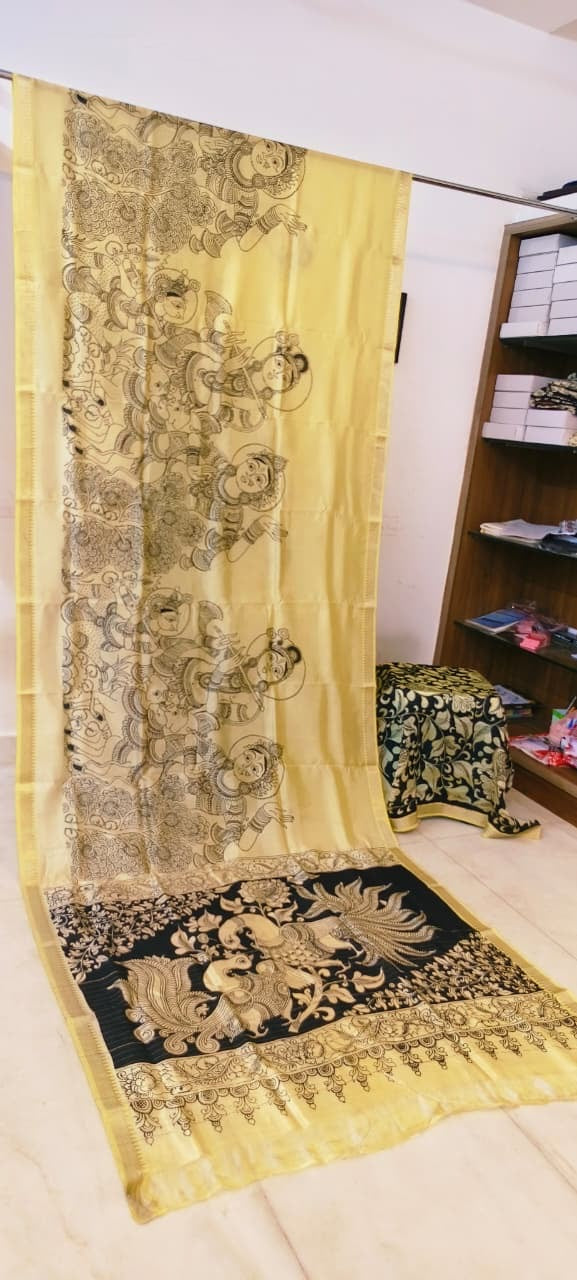 Chanderi silk pen kalamkari sarees