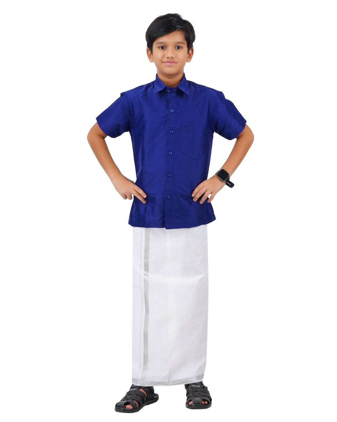 Pre order Age 1 to 5 Boys ethnic shirt and velcro dhoti set