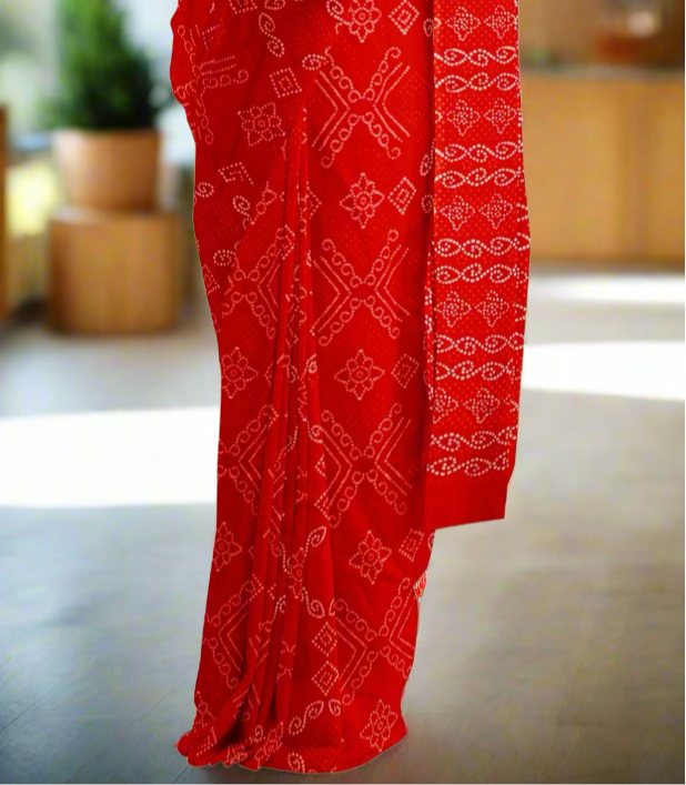 Beautiful Handblock printed pure cotton mulmul saree with blouse