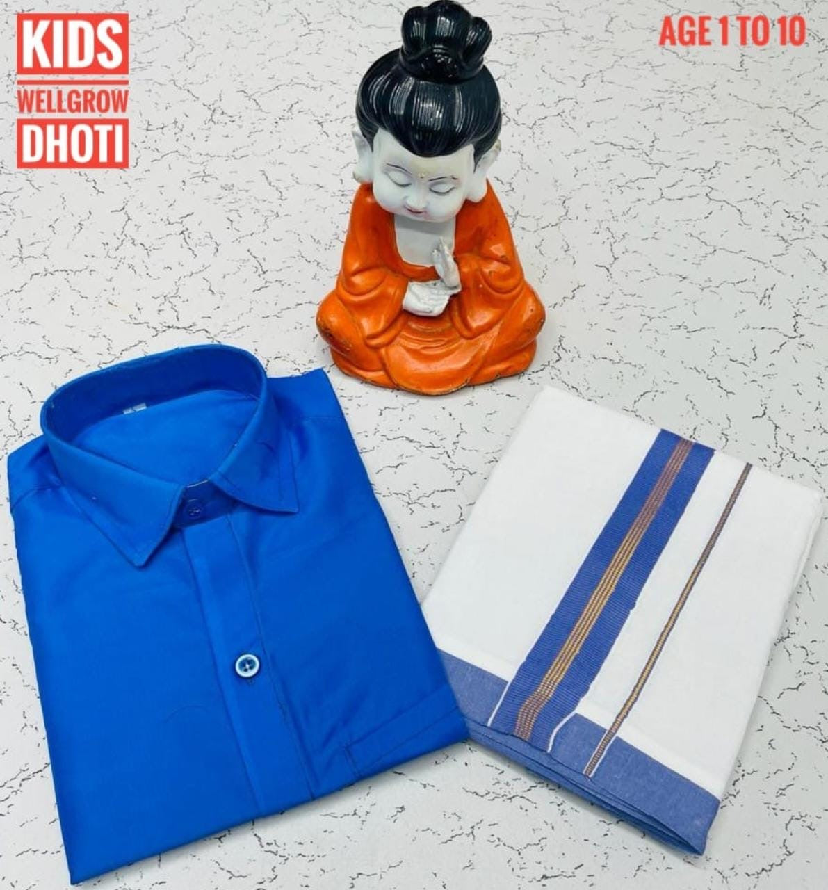 Pre order Age 1 to 5 Boys ethnic shirt and velcro dhoti set