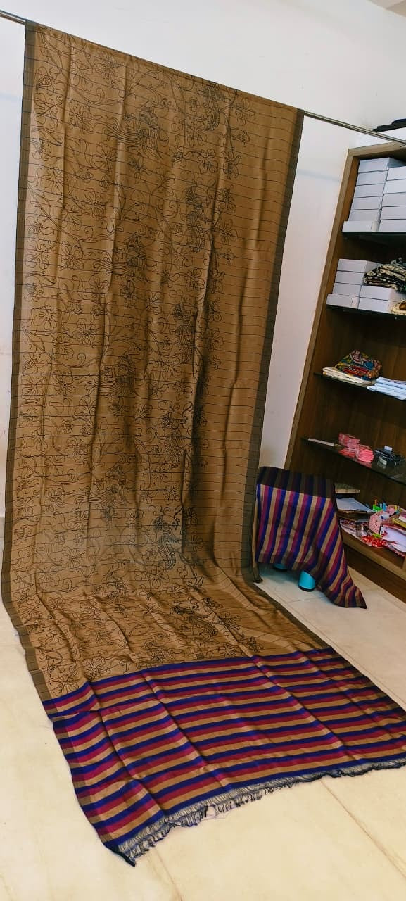 Chanderi silk pen kalamkari sarees