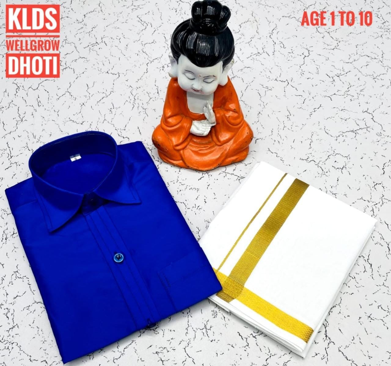 Pre order Age 1 to 5 Boys ethnic shirt and velcro dhoti set