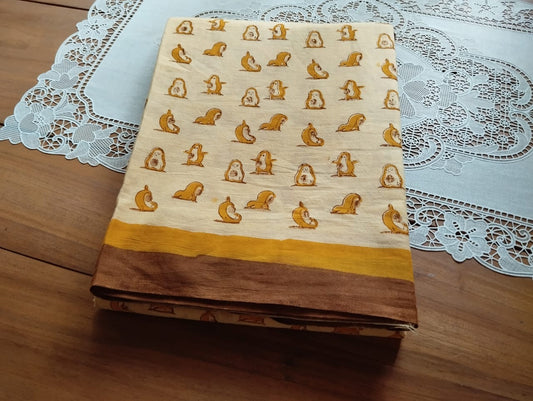 Soft premium hand dyed & hand printed bagru mulmul cotton saree with blouse