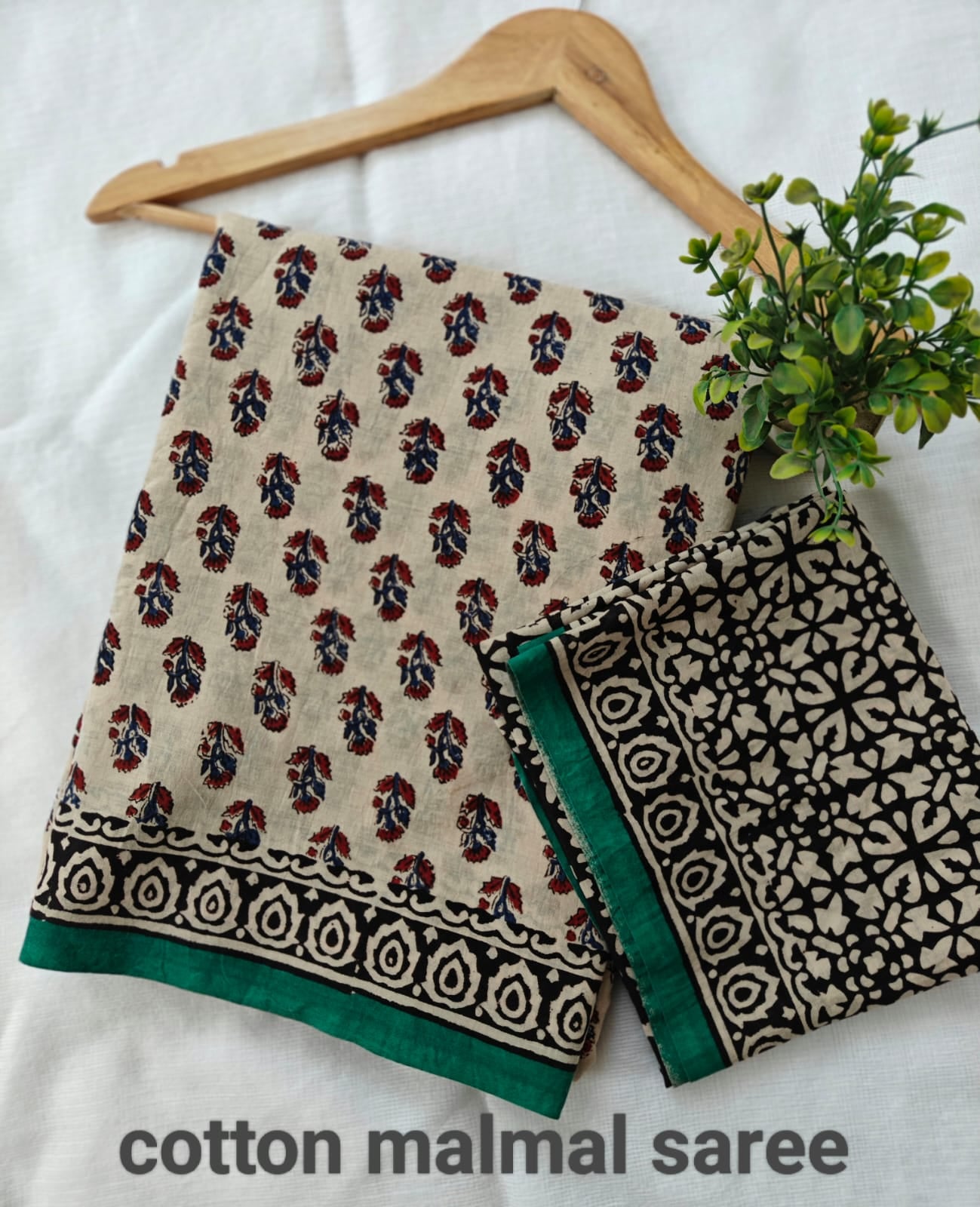 Pre-Order Bagru handBlock Print Cotton mulmul Sarees With Running Blouse