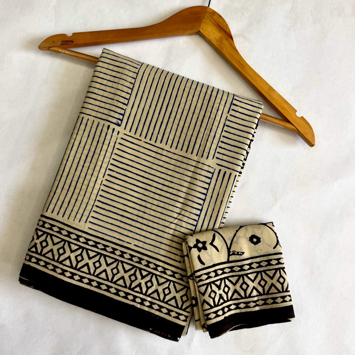 Pre-Order Bagru handBlock Print Cotton mulmul Sarees With Running Blouse
