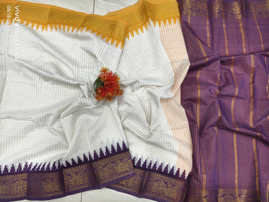 Exclusive Madurai Cotton Ganga Jamuna border with blouse