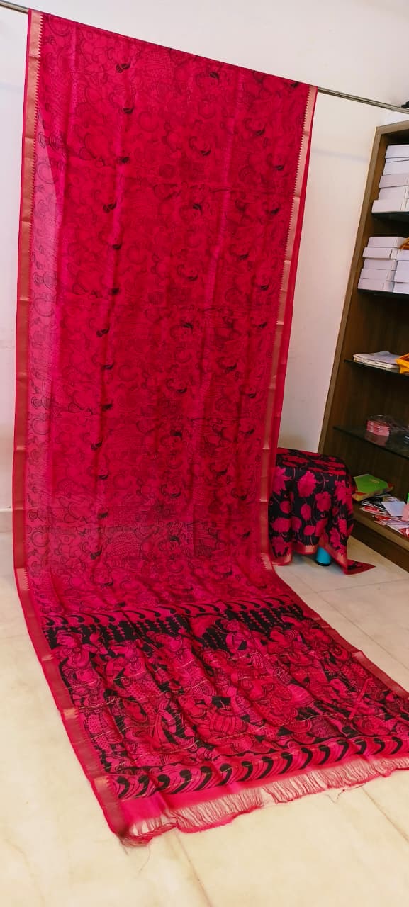 Chanderi silk pen kalamkari sarees